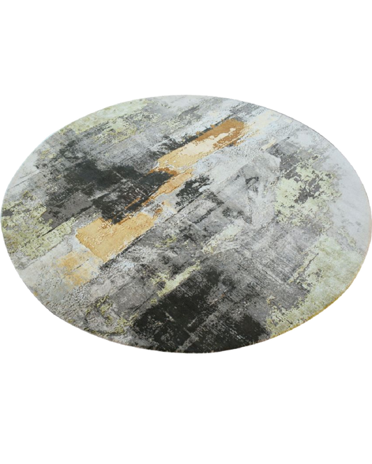 Green Sunshine and Shadow Round Rug