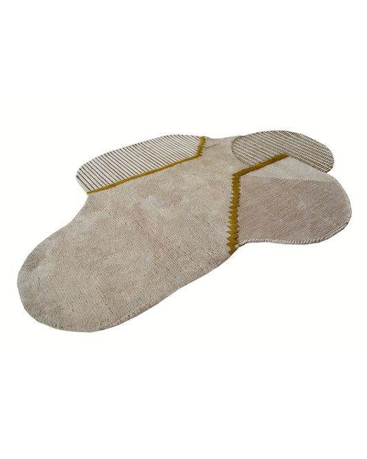 Beige and Brown Unshaped Rug