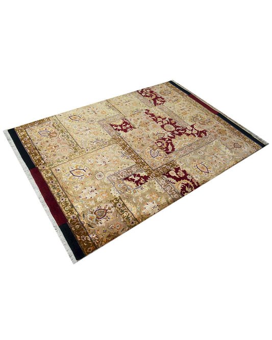 Red & Ivory Patchwork Rug