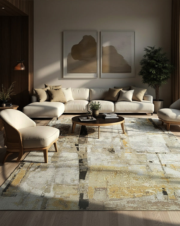 Thin Textured Rug Textured Silenced - Hand Knotted Rugs With Fine silk accents - Cocoon ...