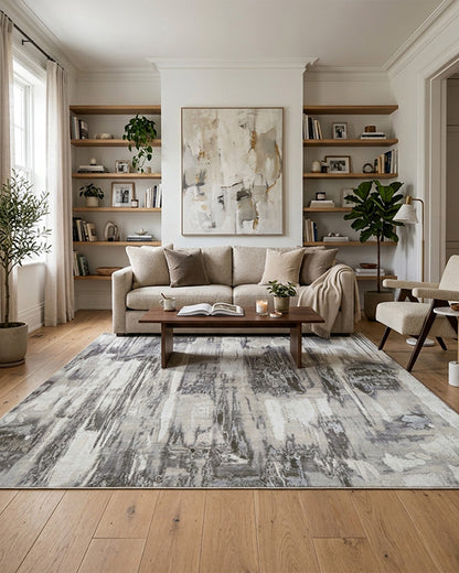 Charcoal Runoff Rug