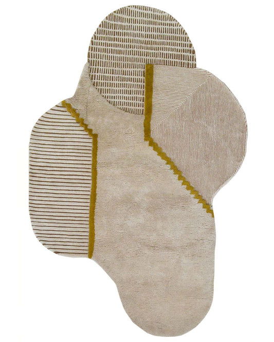 Beige and Brown Unshaped Rug