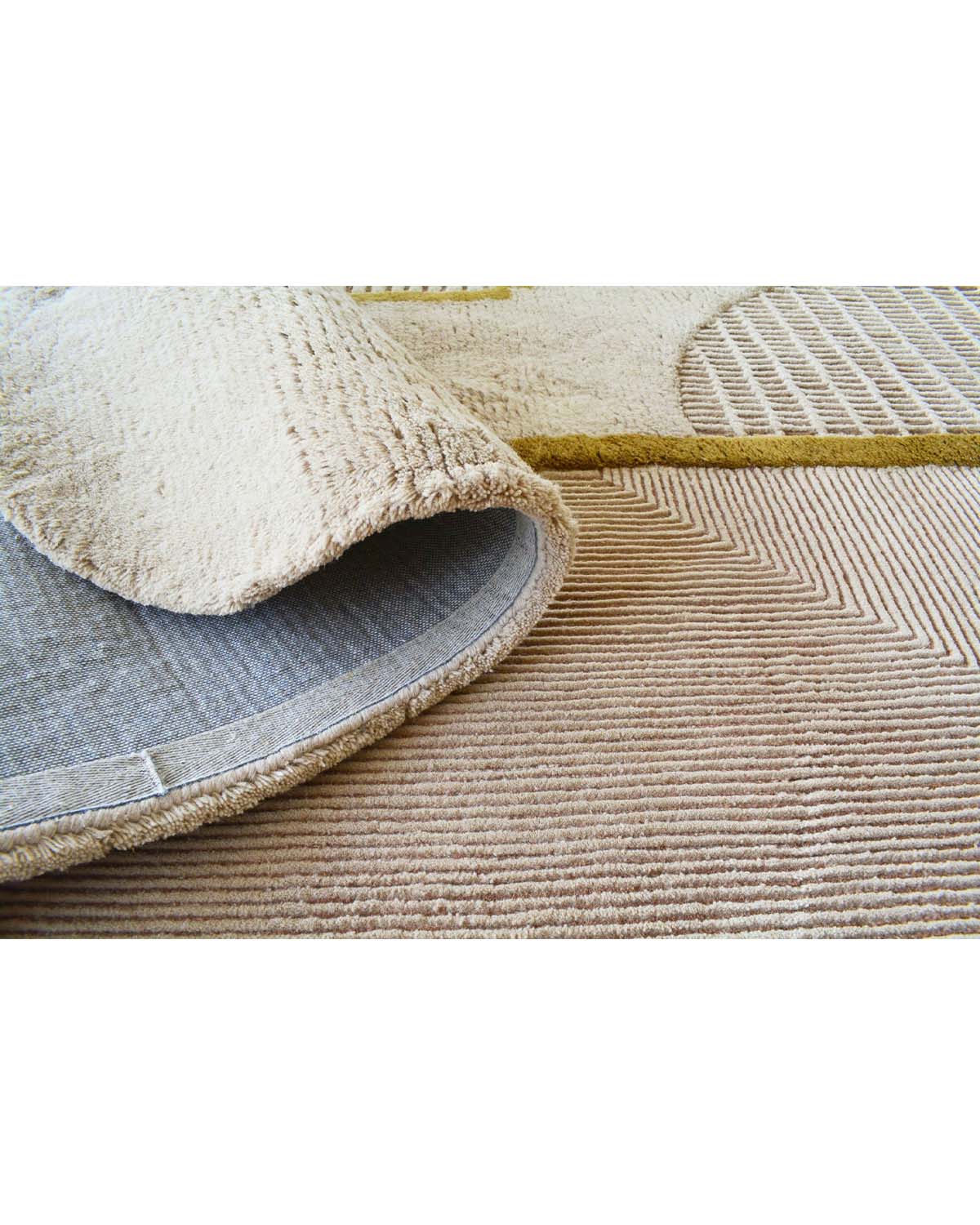 Beige and Brown Unshaped Rug