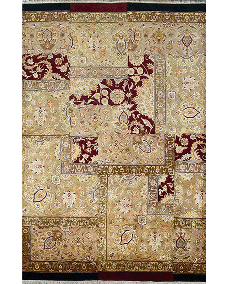 Red & Ivory Patchwork Rug