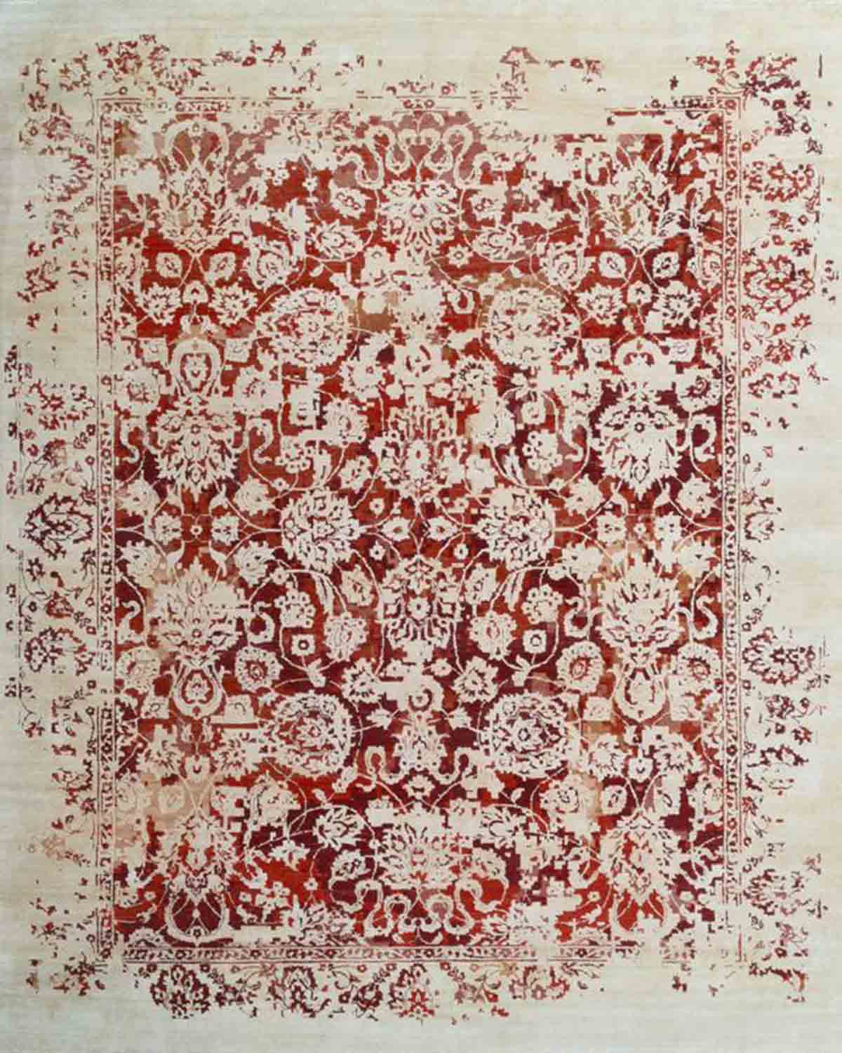 RUBRUM Transitional Hand Knotted Wool and Silk Rugs Cocoon Fine Rugs