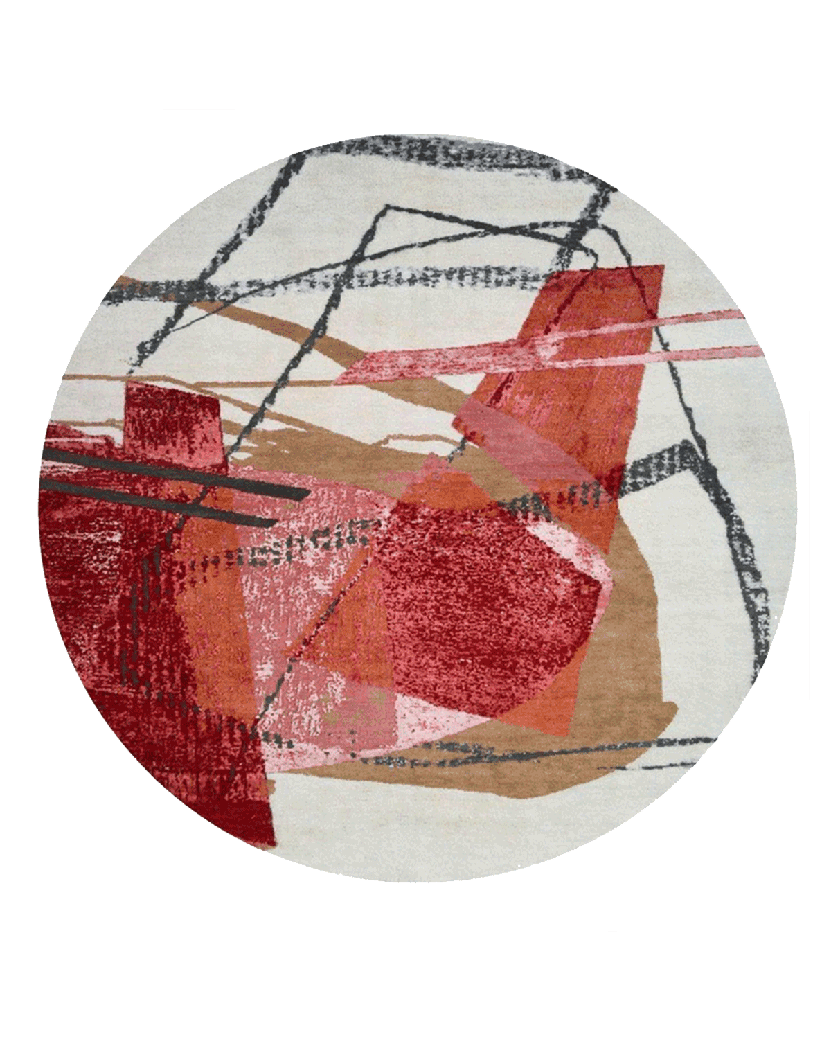 Crimson Strokes Round Rug
