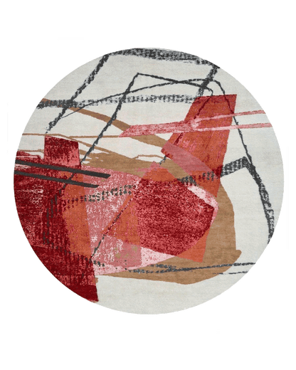 Crimson Strokes Round Rug